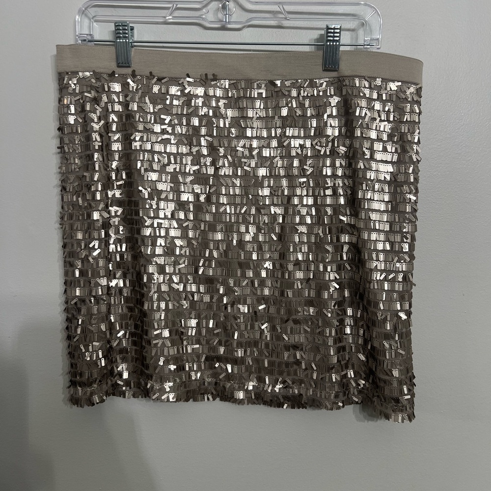 JOE Fresh XL Gold ‎ SEQUIN Beaded  Elastic Waist Mini Skirt